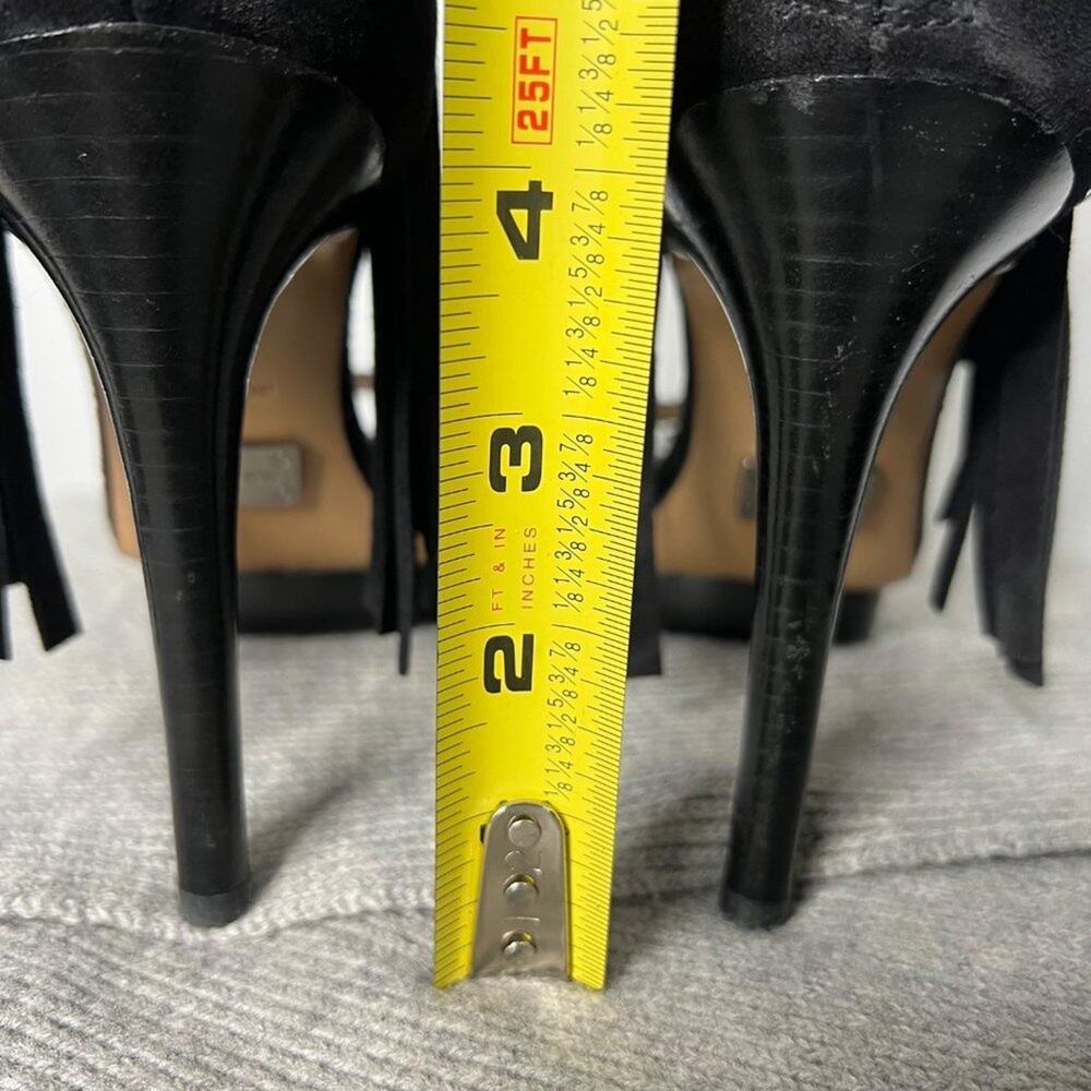 MICHAEL Kors Daphne Fringe Heels Black Suede Size 38 - Picture 6 of 8